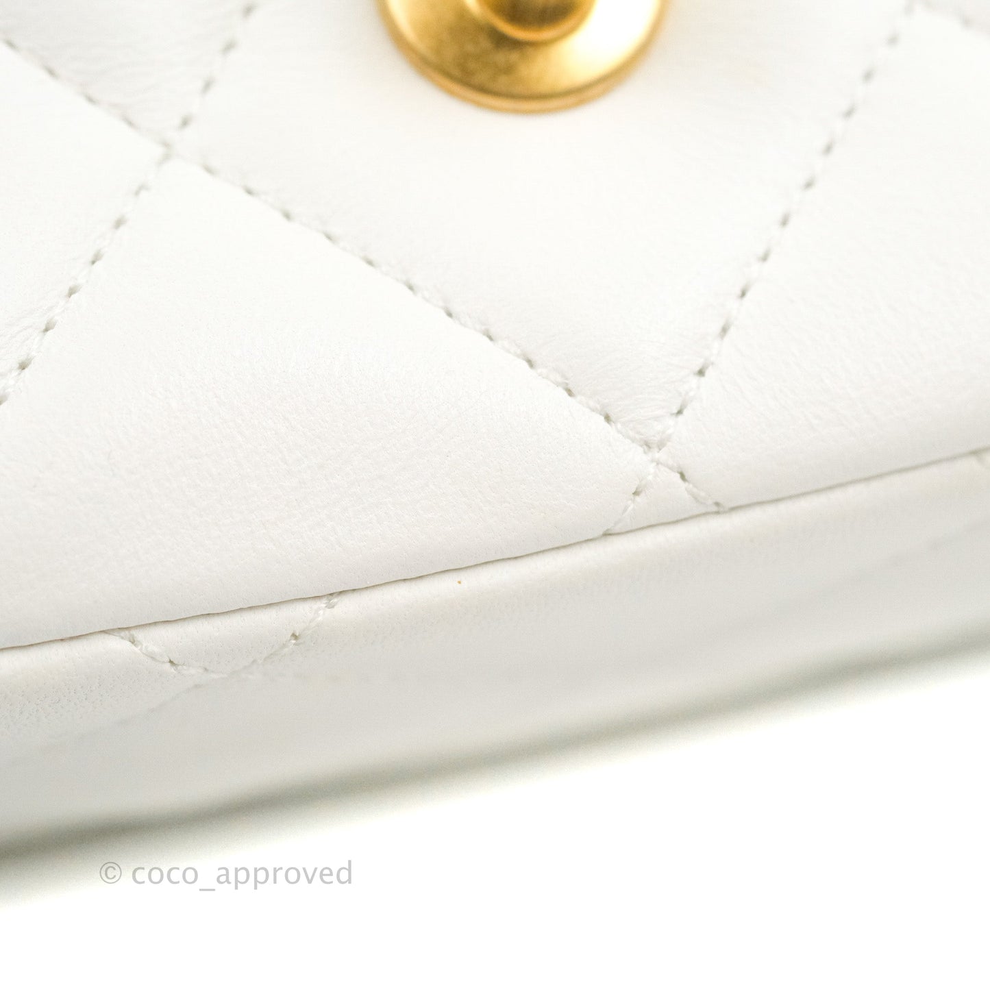 Chanel Quilted My Perfect Mini With Pearl White Lambskin Aged Gold Hardware