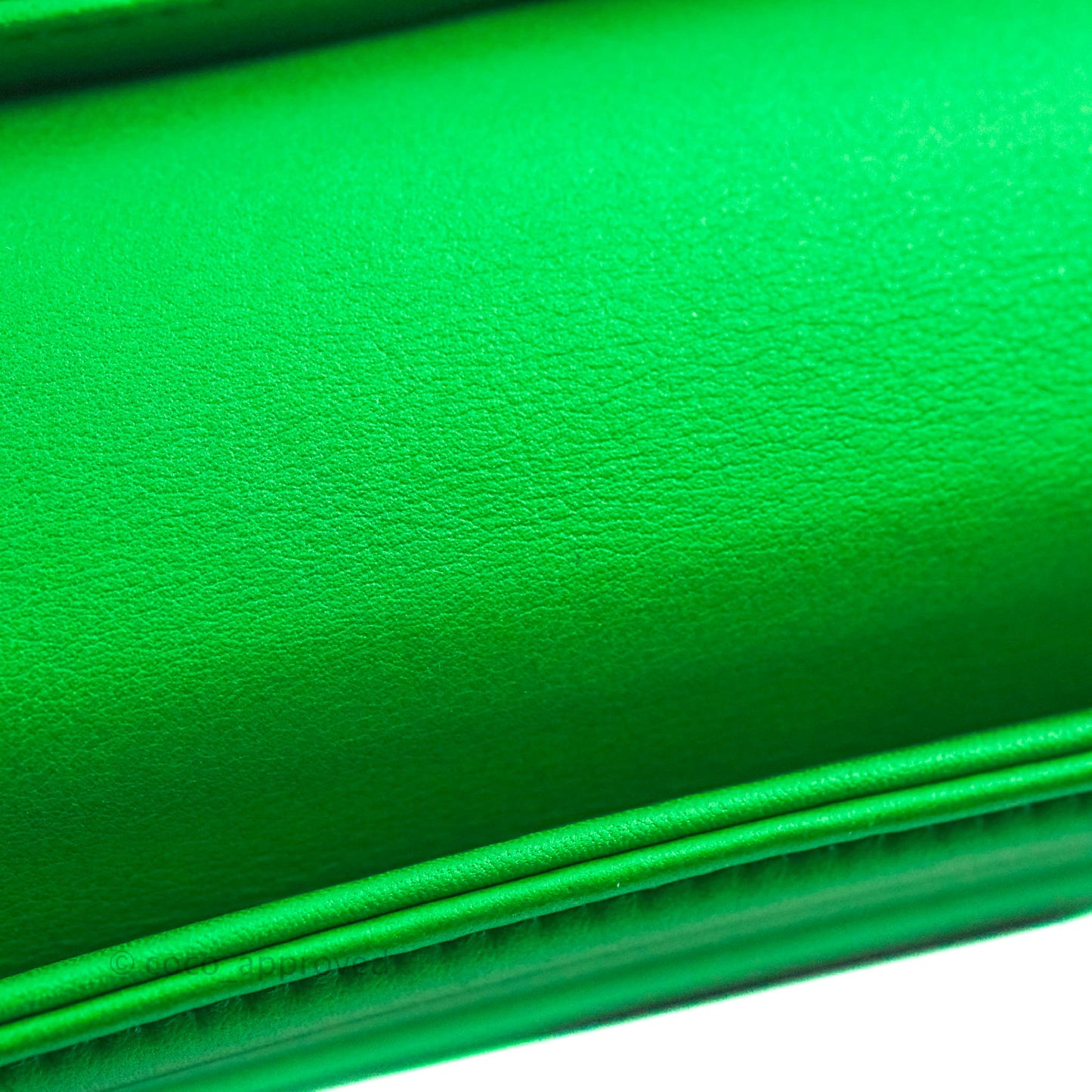Chanel Small Boy Green Calfskin Ruthenium Hardware