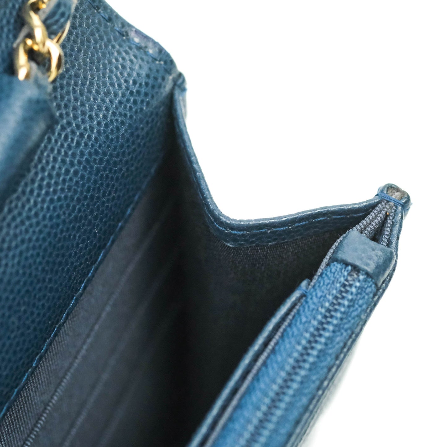 Chanel Quilted Wallet on Chain WOC Dark Blue Caviar Gold Hardware