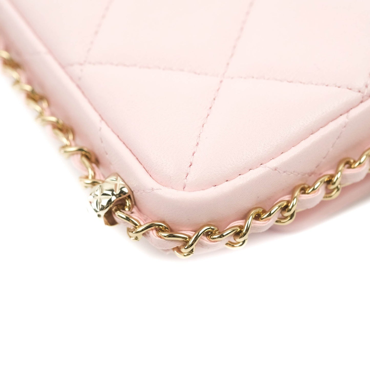 Chanel Mini Clutch With Chain Pink Lambskin Gold Hardware