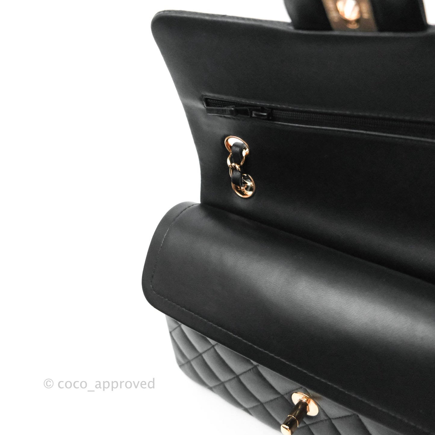 Chanel Classic Small S/M Flap Black Lambskin Rose Pink-Gold Hardware