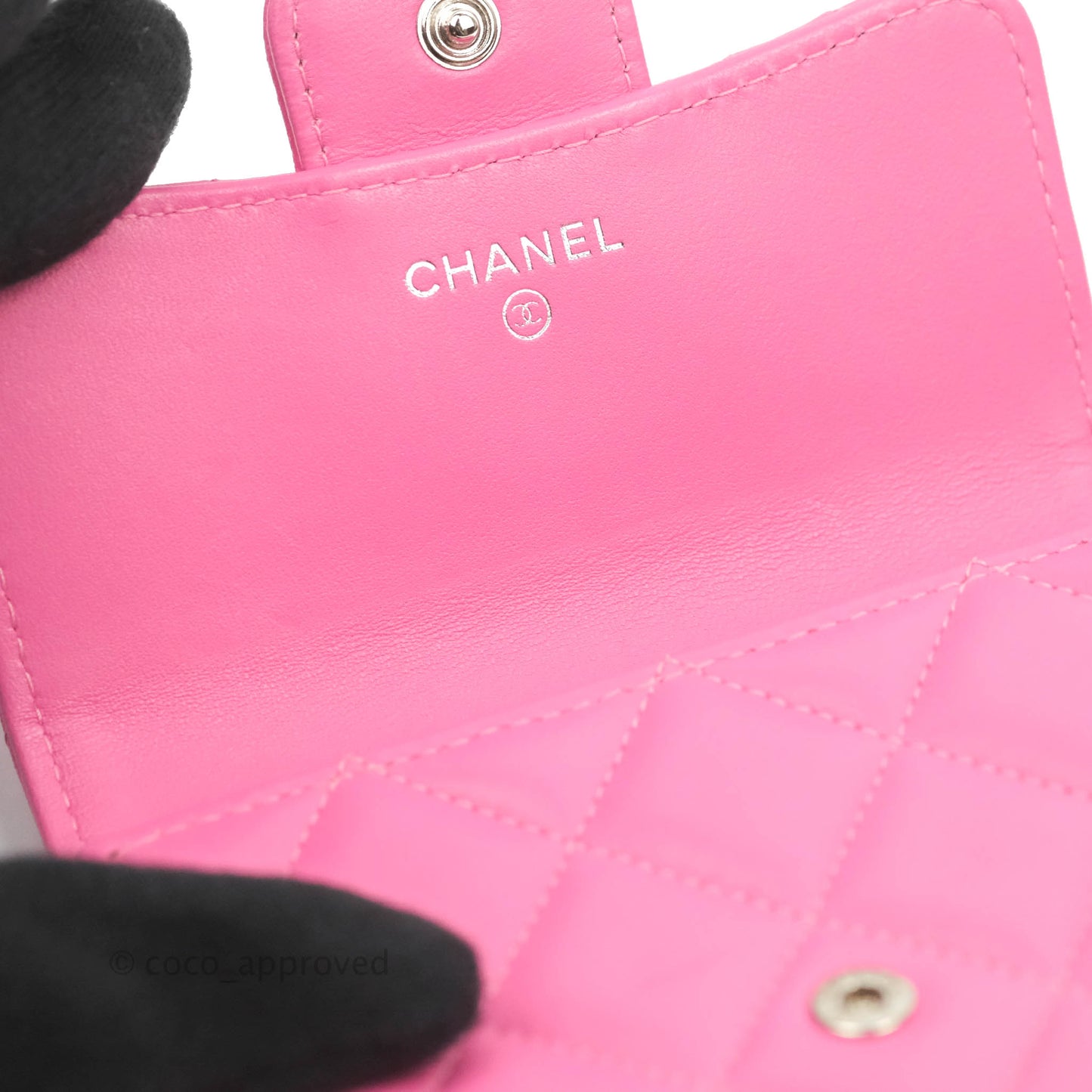 Chanel Classic Flap Wallet Pink Lambskin Silver Hardware
