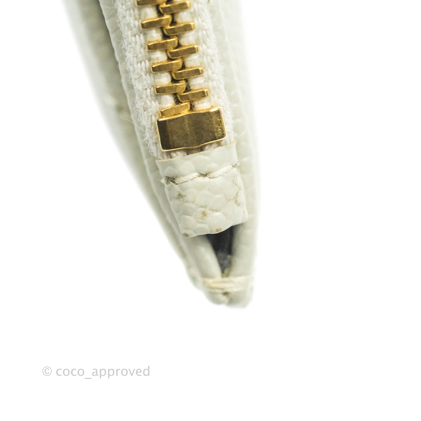 Saint Laurent Envelope Zip Pouch Ivory Caviar Gold Hardware