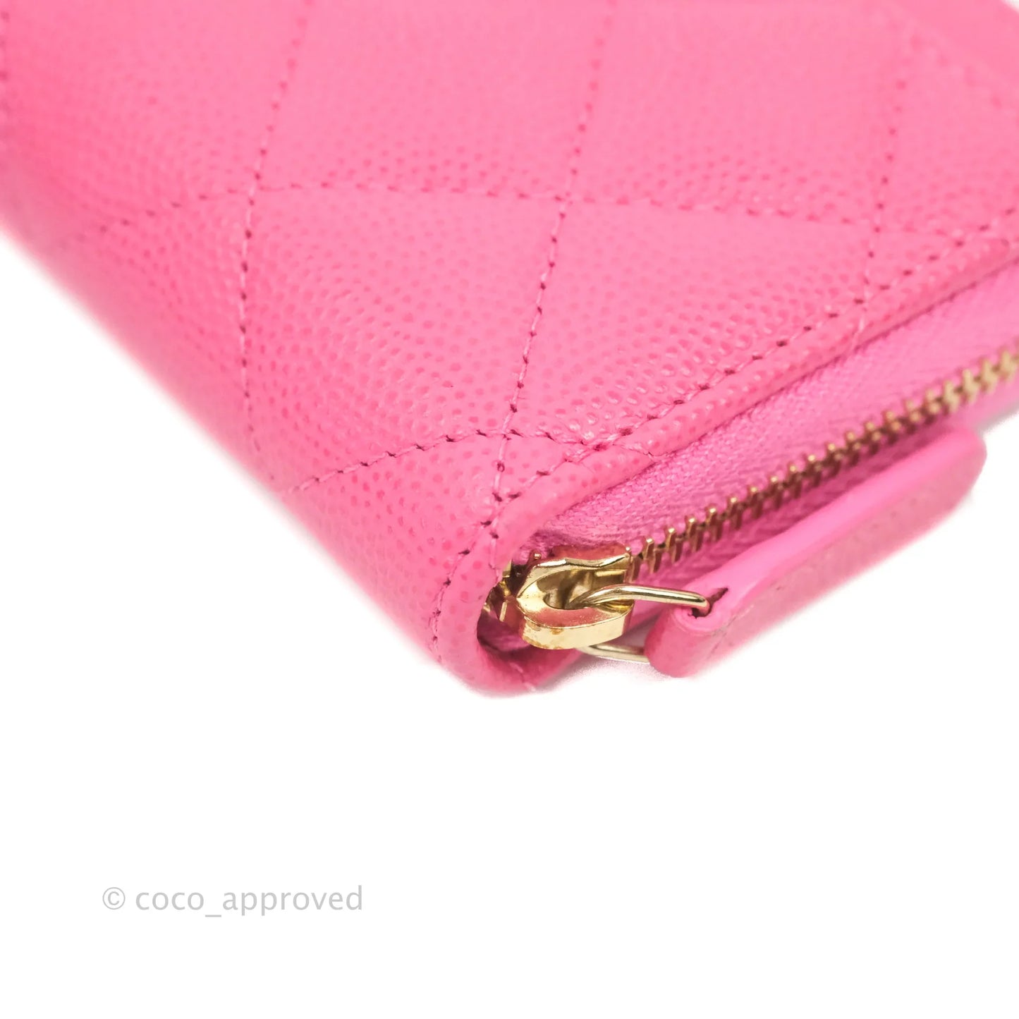 Chanel Classic Zipped Coin Purse Pink Caviar Gold Hardware