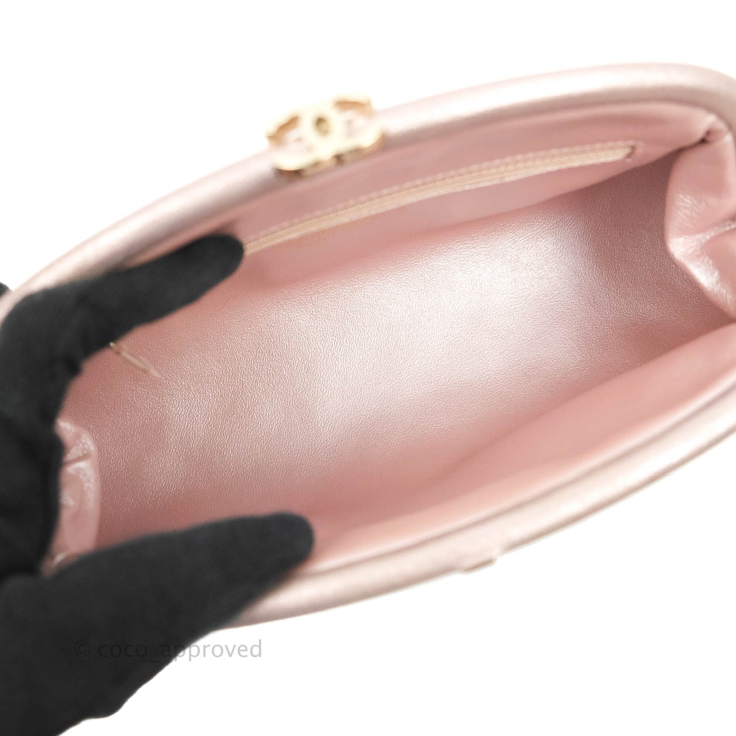Chanel Quilted Timeless Kisslock Clutch Metallic Rose Gold Goatskin Silver Hardware