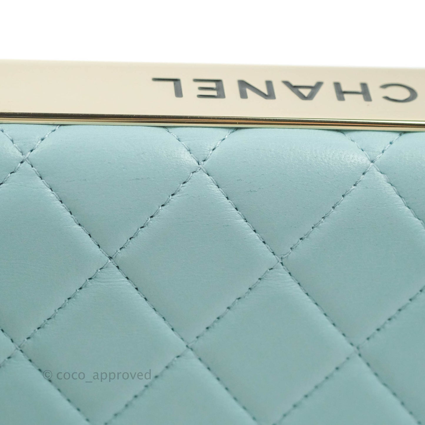 Chanel Trendy CC Quilted Wallet on Chain WOC Tiffany Blue Lambskin Gold Hardware