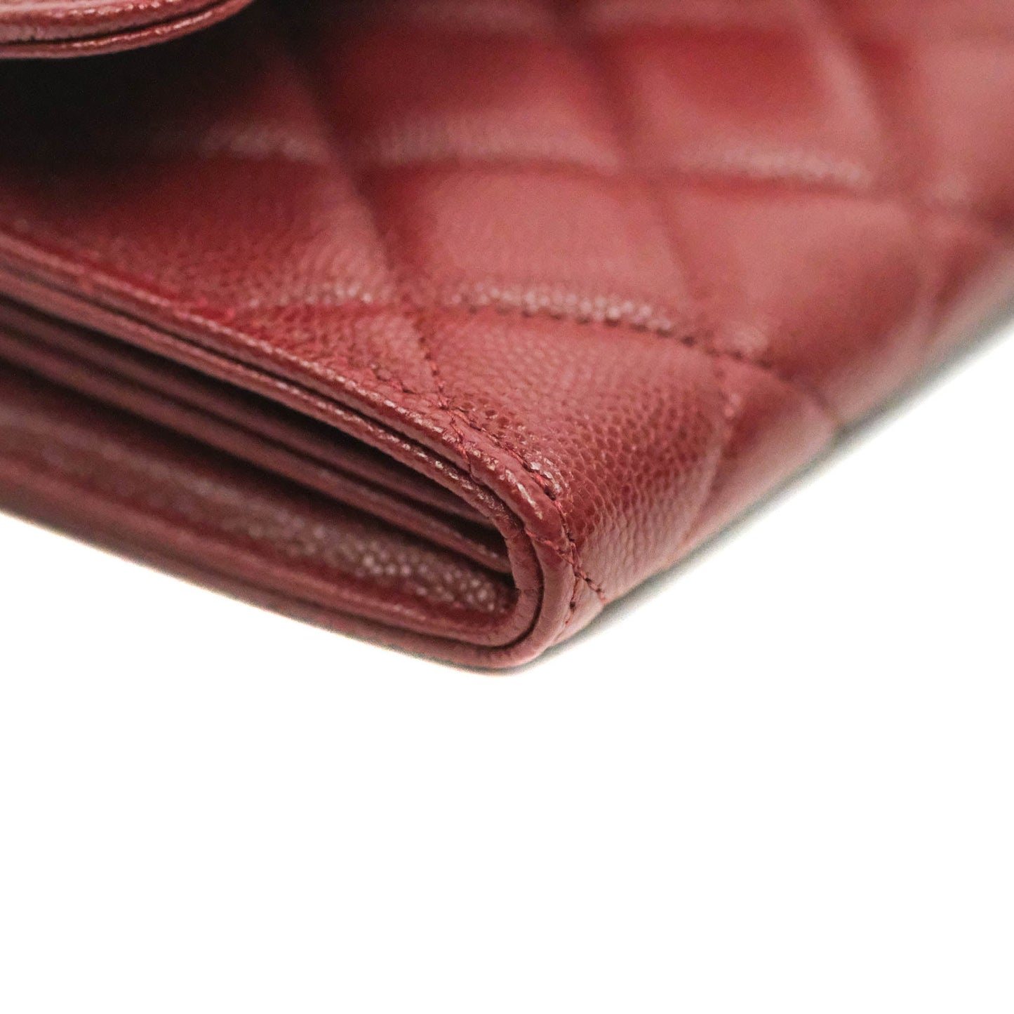 Chanel Caviar Quilted Long Flap Wallet Burgundy Caviar Gold Hardware