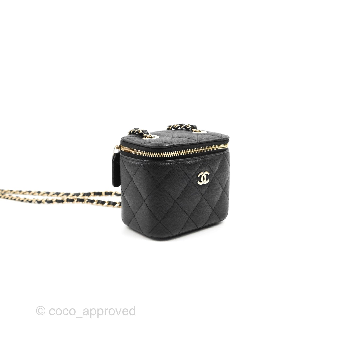 Chanel Mini Vanity With Chain Black Caviar Gold Hardware