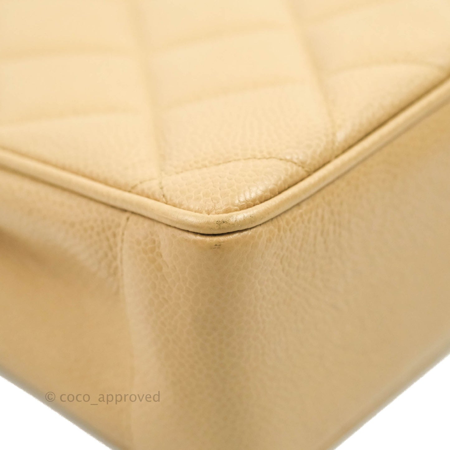 Chanel Vintage CC Quilted Tote Dark Beige Caviar 24K Gold Hardware