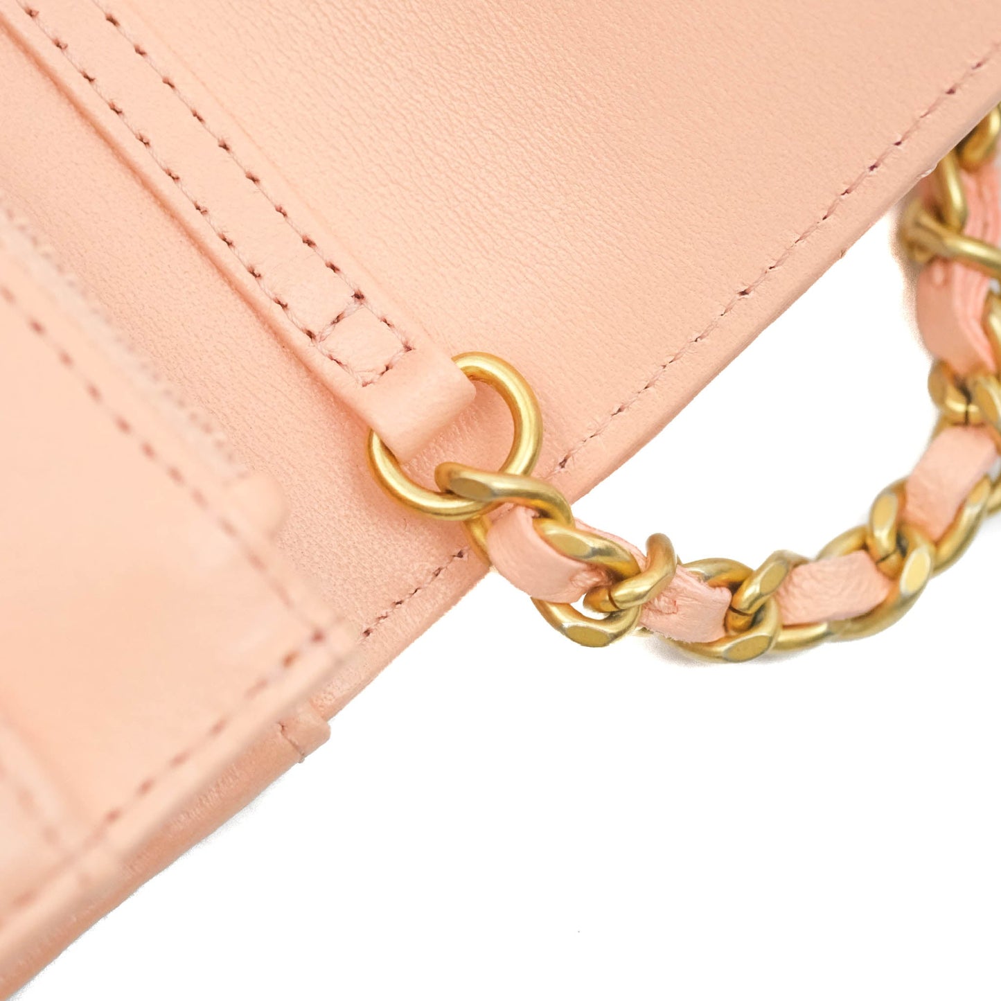 Chanel Quilted Pearl Crush Wallet on Chain WOC Light Pink Lambskin Aged Gold Hardware