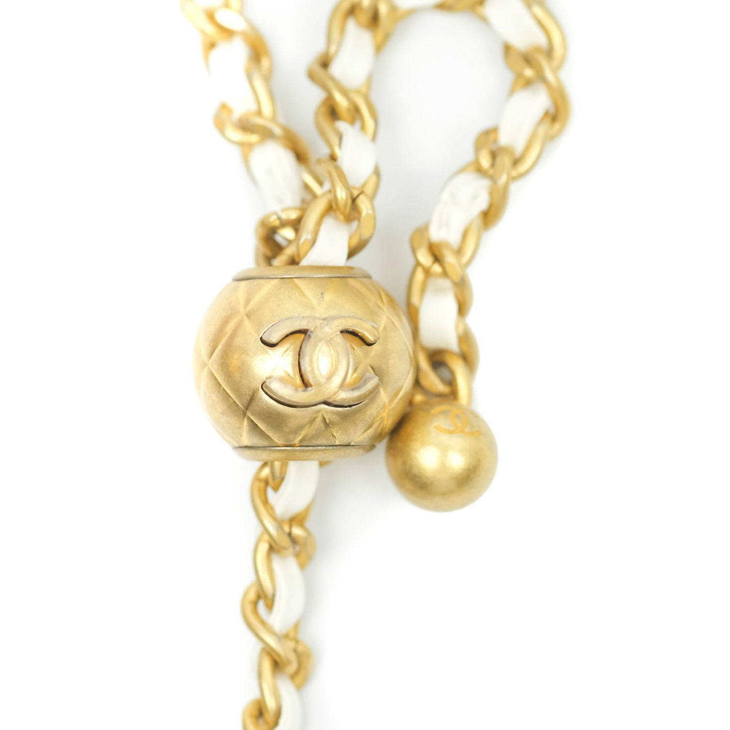 Chanel Quilted Pearl Crush Wallet on Chain WOC White Lambskin Aged Gold Hardware