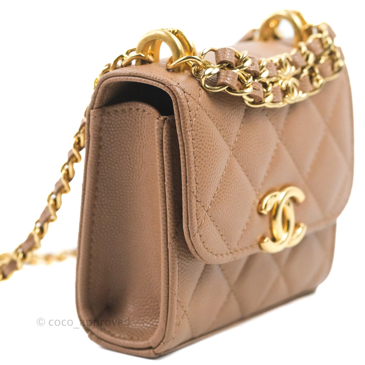 Chanel CC Chain Clutch with Chain Beige Caviar Gold Hardware