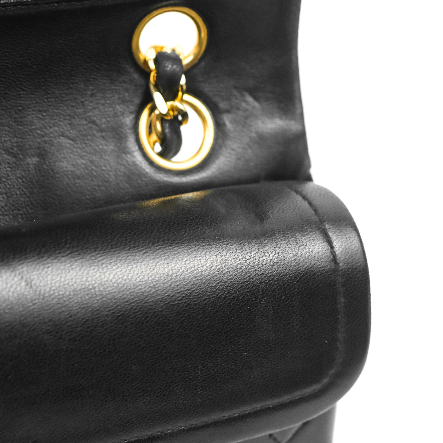 Chanel Classic Vintage Double Flap M/L Black Lambskin Gold Hardware