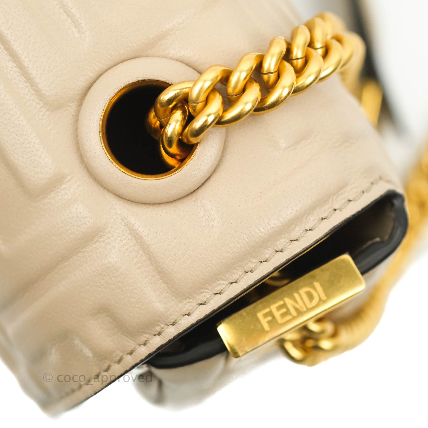 Fendi Baguette Chain Midi Light Grey Lambskin Bag