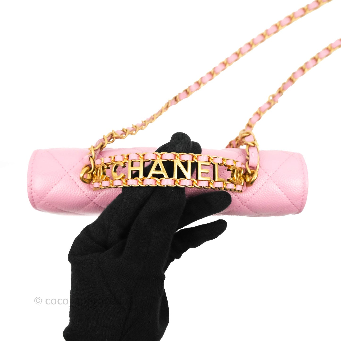 Chanel Top Handle Wallet On Chain WOC Pink Caviar Gold Hardware 22S