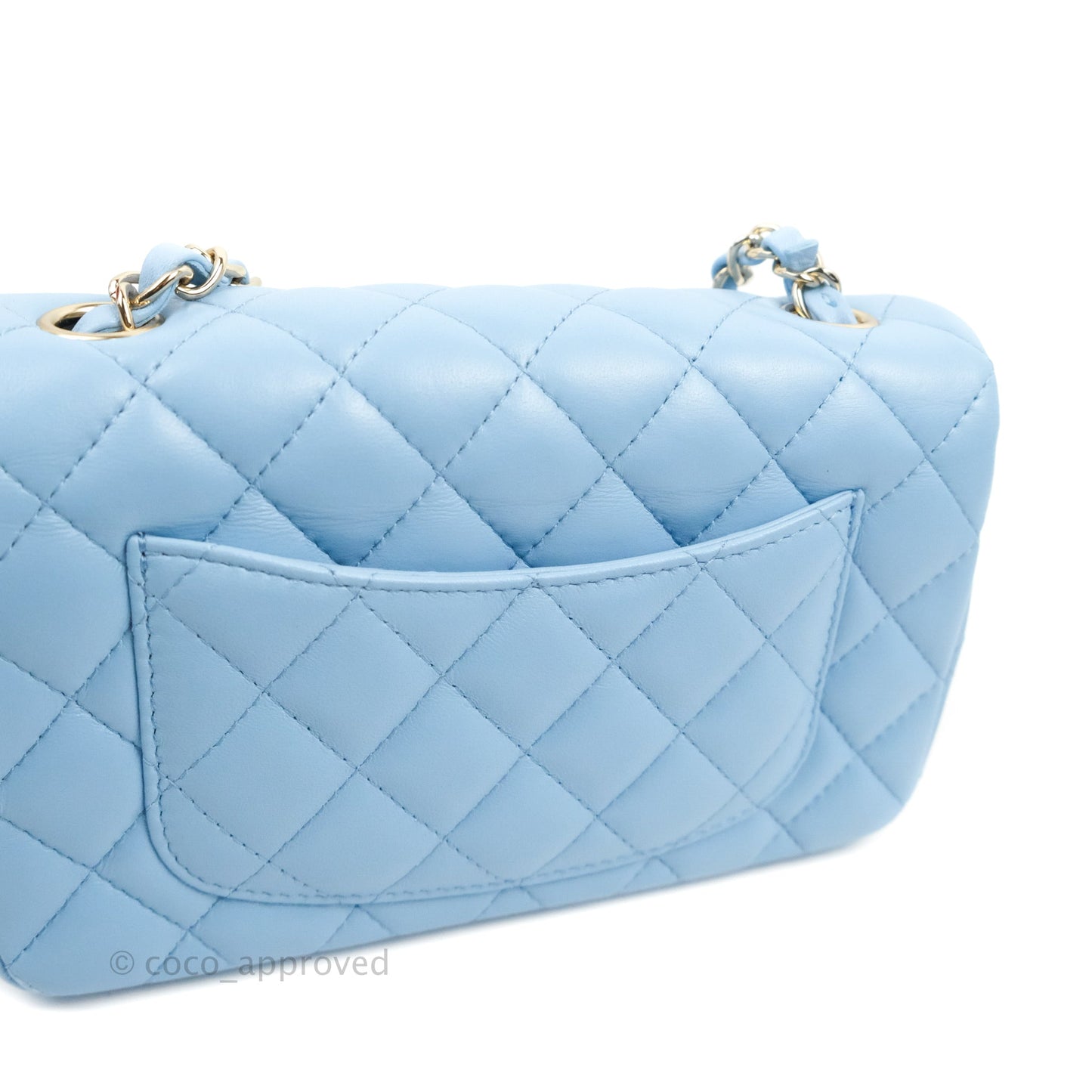 Chanel Quilted Mini Rectangular Flap Blue Lambskin Gold Hardware