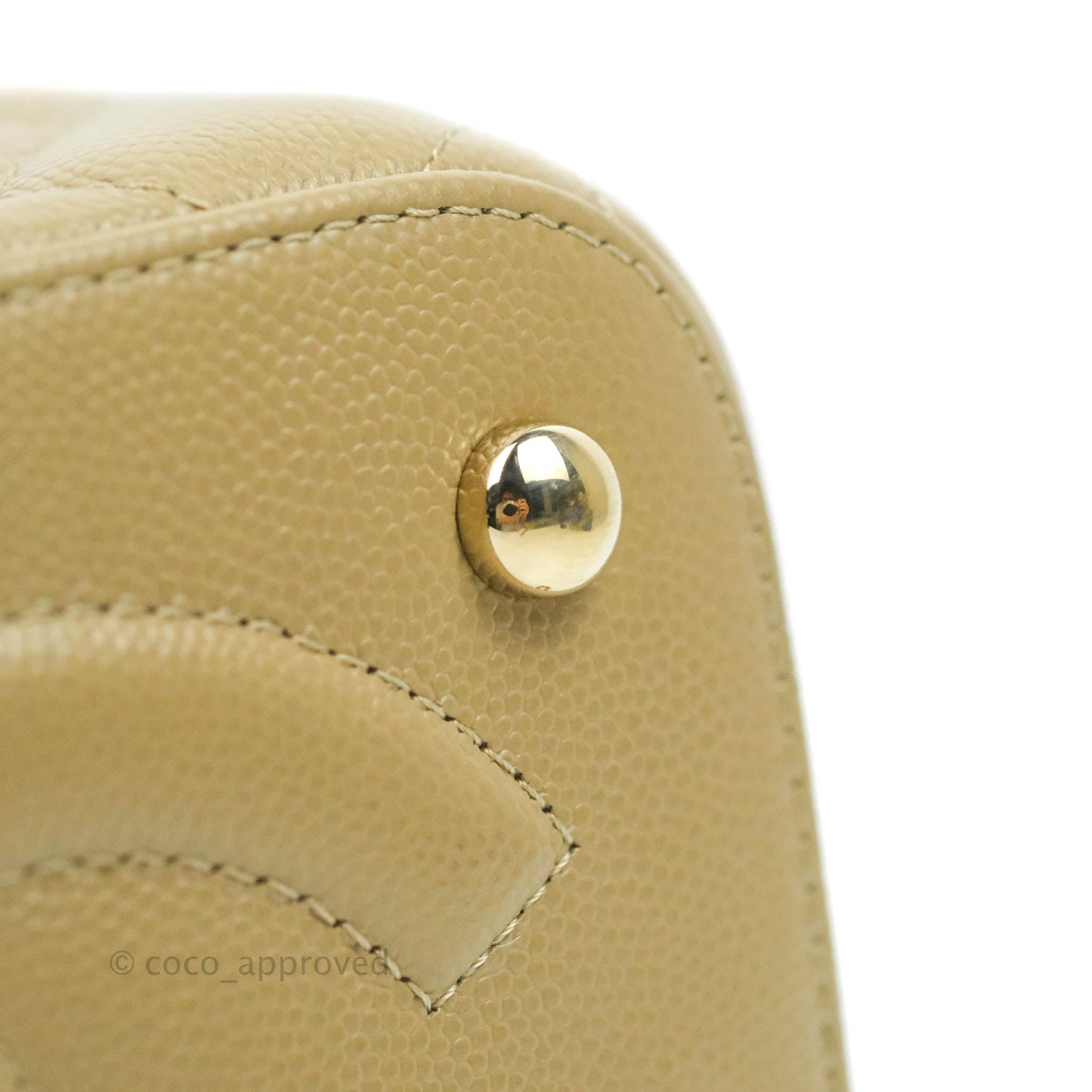 Chanel Small Quilted Top Handle Vanity Case Dark Beige Caviar Gold Hardware