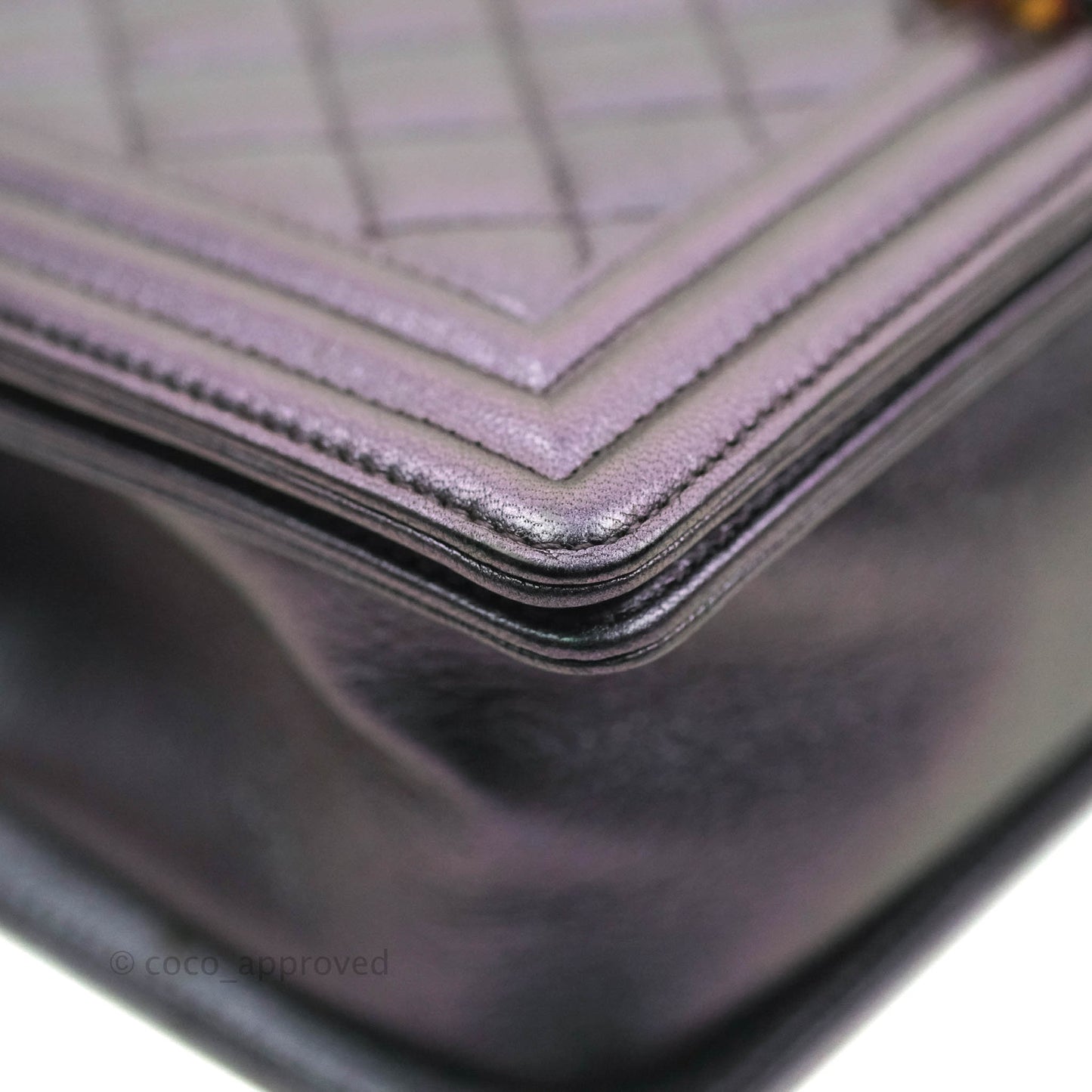 Chanel Medium Boy Bag Iridescent Purple Calfskin Mermaid Rainbow Hardware