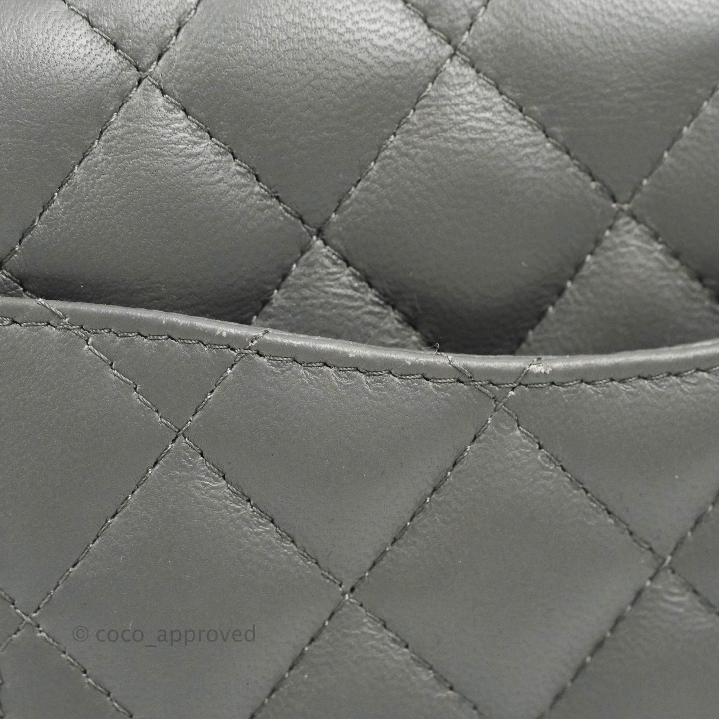 Chanel Quilted Mini Square Grey Lambskin Gold Hardware