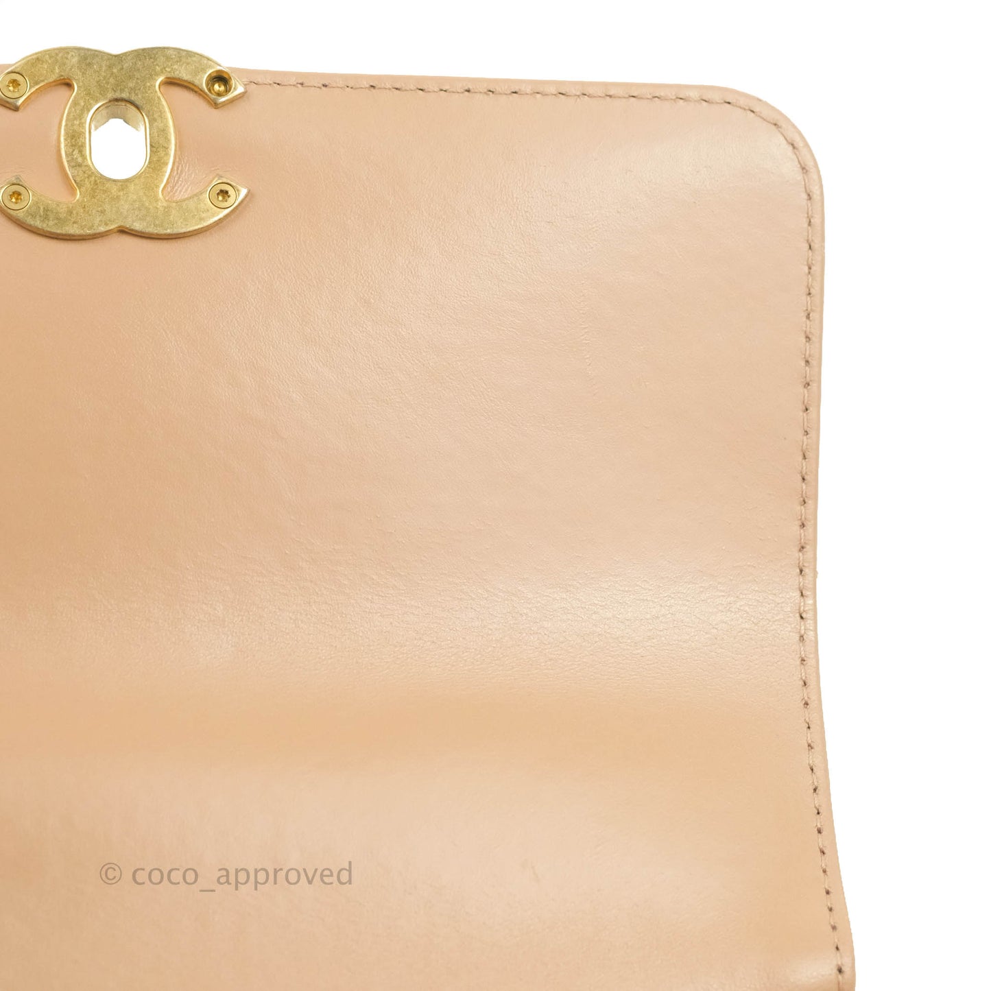 Chanel Quilted Perfect Fit Adjustable Beige Calfskin Gold Hardware 21A