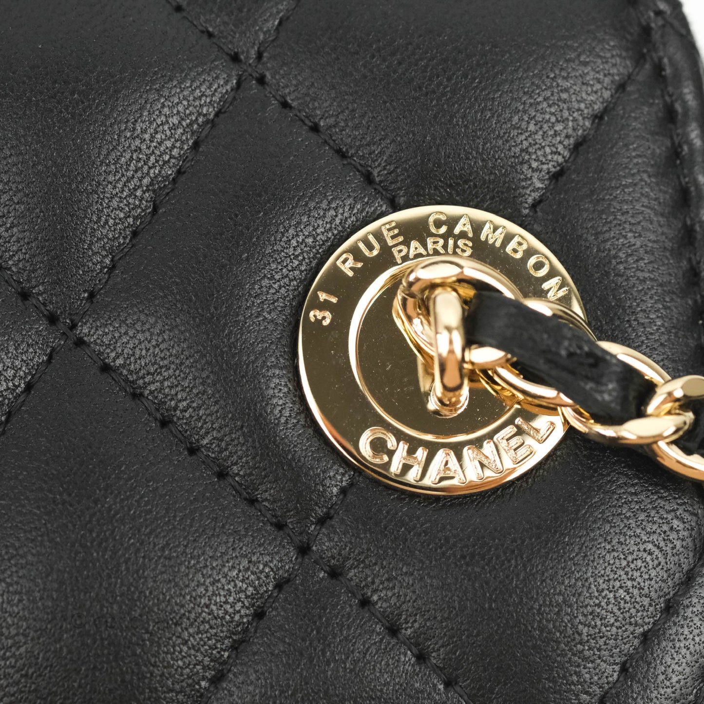 Chanel Mini Vanity With Pearl Chain Black Lambskin Gold Hardware