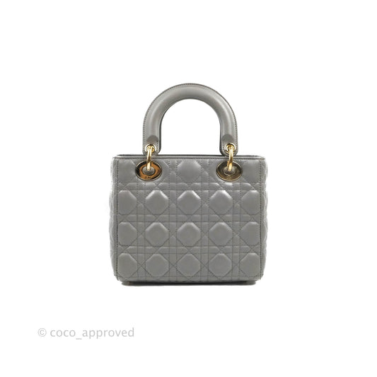 Christian Dior Lambskin My ABCDior Lady Dior Grey Gold Hardware