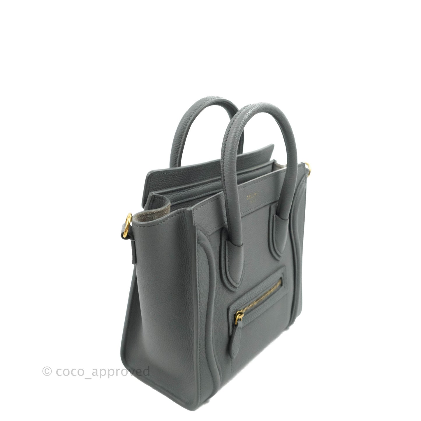 Celine Nano Luggage Grey Drummed Calfskin