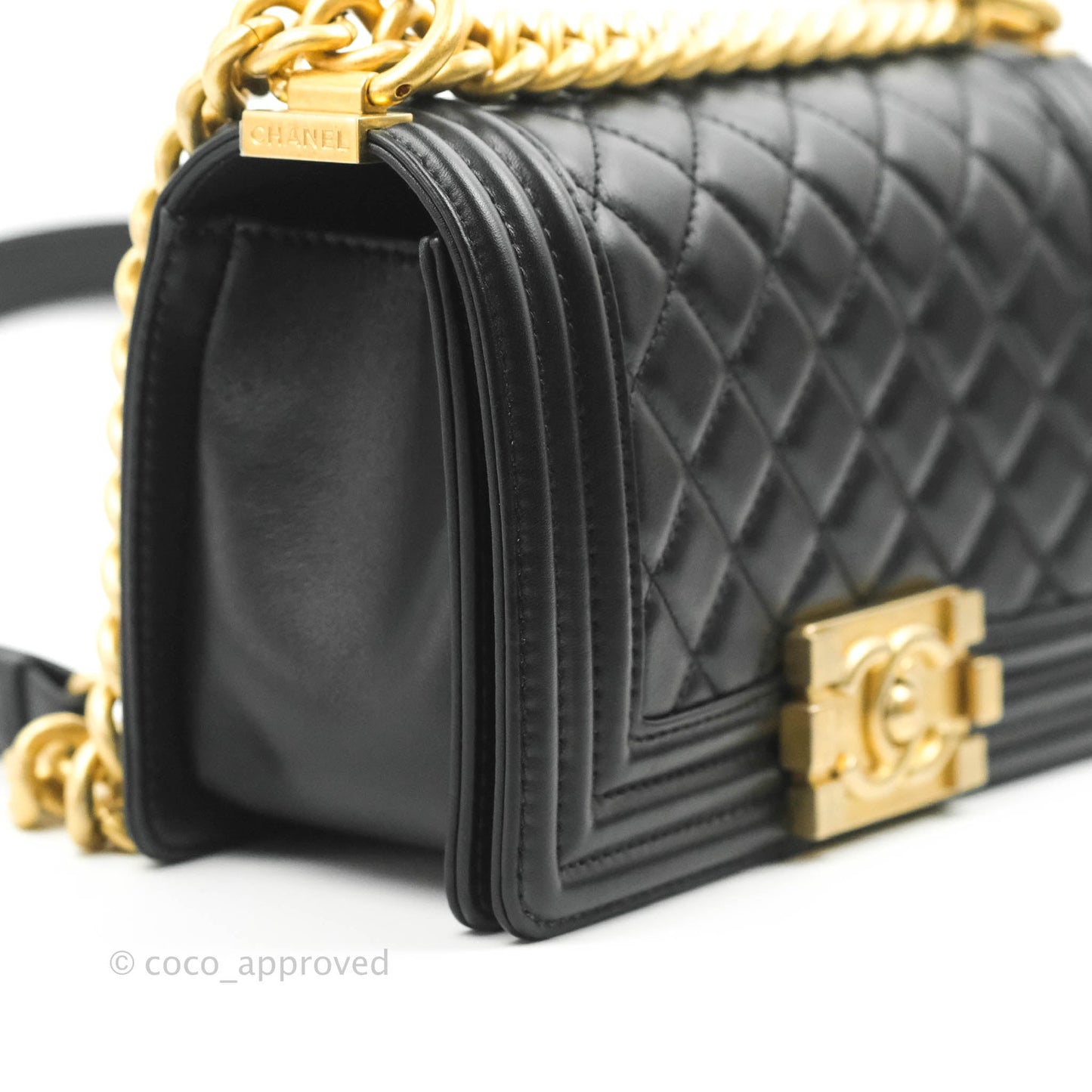 Chanel Small Boy Bag Black Calfskin Gold Hardware