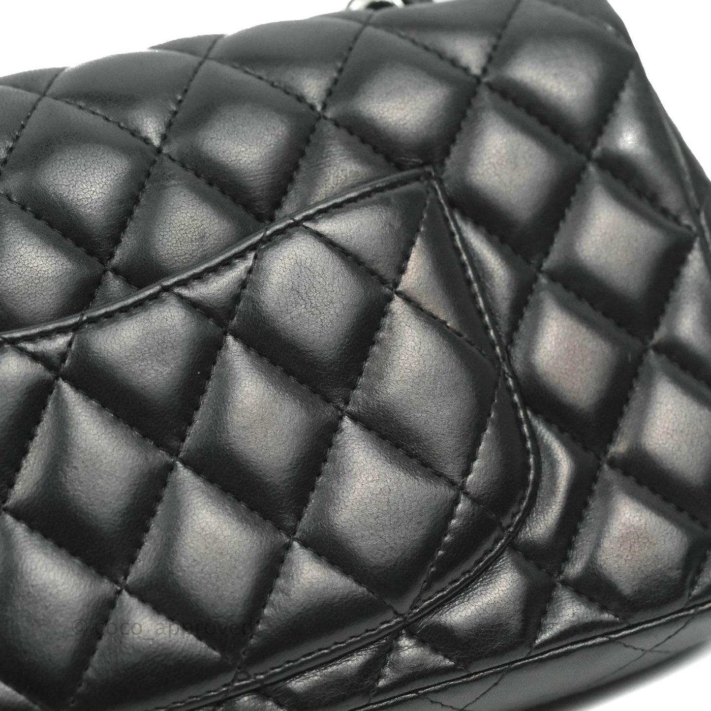Chanel Quilted East West Flap Bag Black Lambskin Silver Hardware