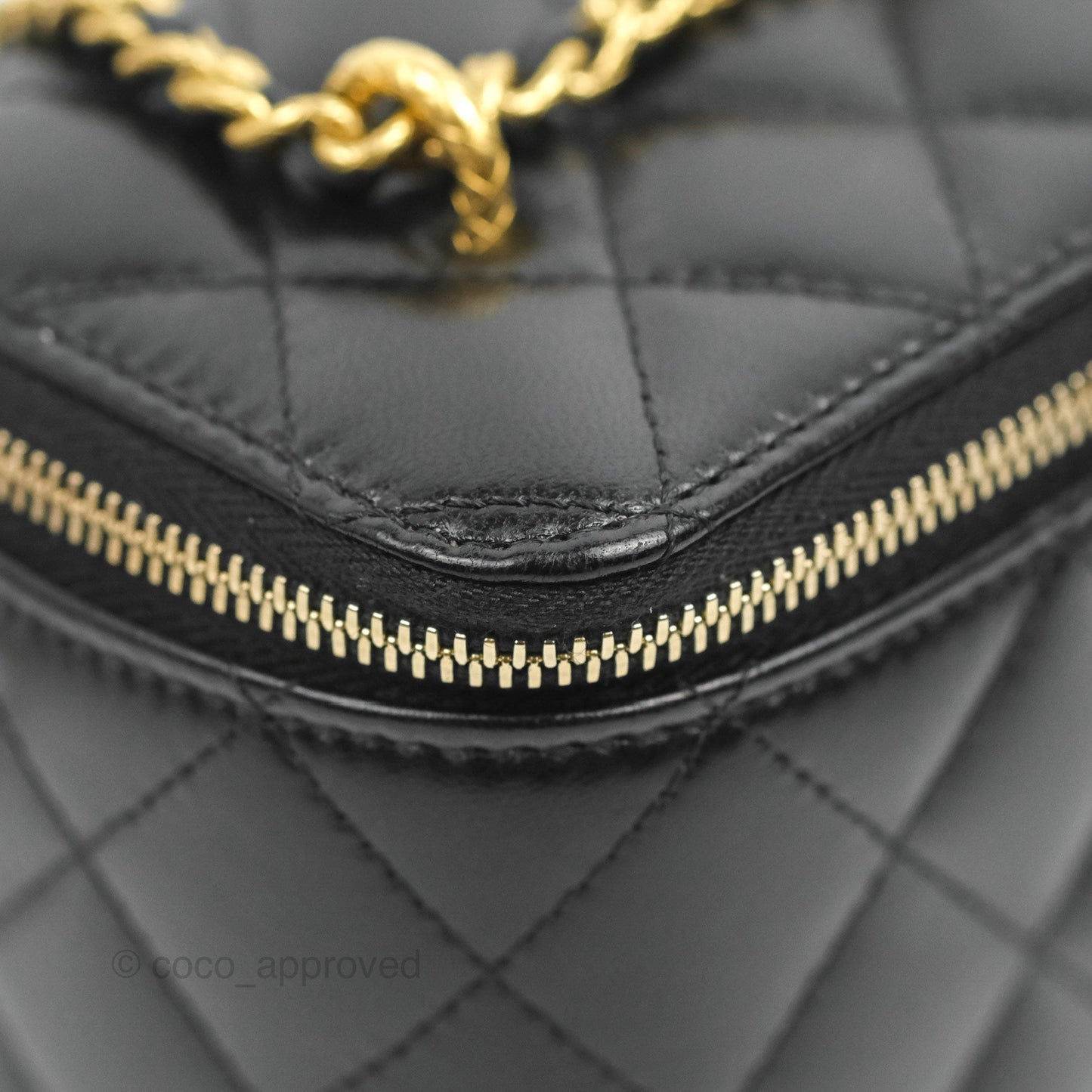 Chanel Vanity with Double Chain Black Shiny Lambskin 23C