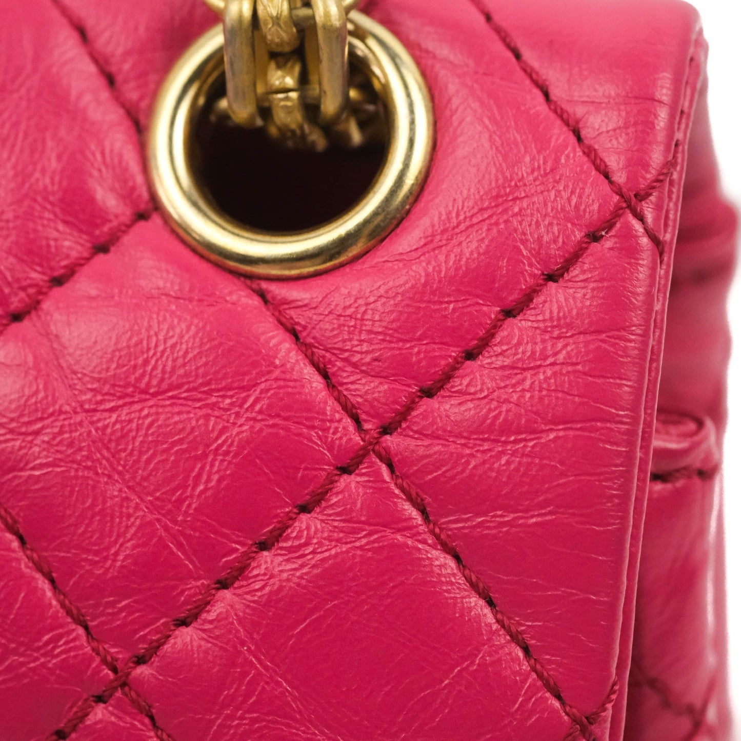 Chanel Mini Reissue 224 Fuschia Pink Aged Calfskin Aged Gold Hardware