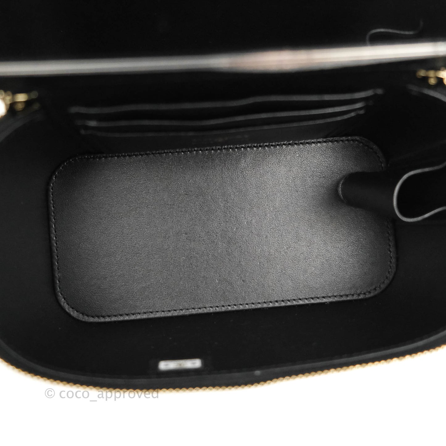 Chanel Vanity Rectangular Top Handle Black Lambskin Gold Hardware