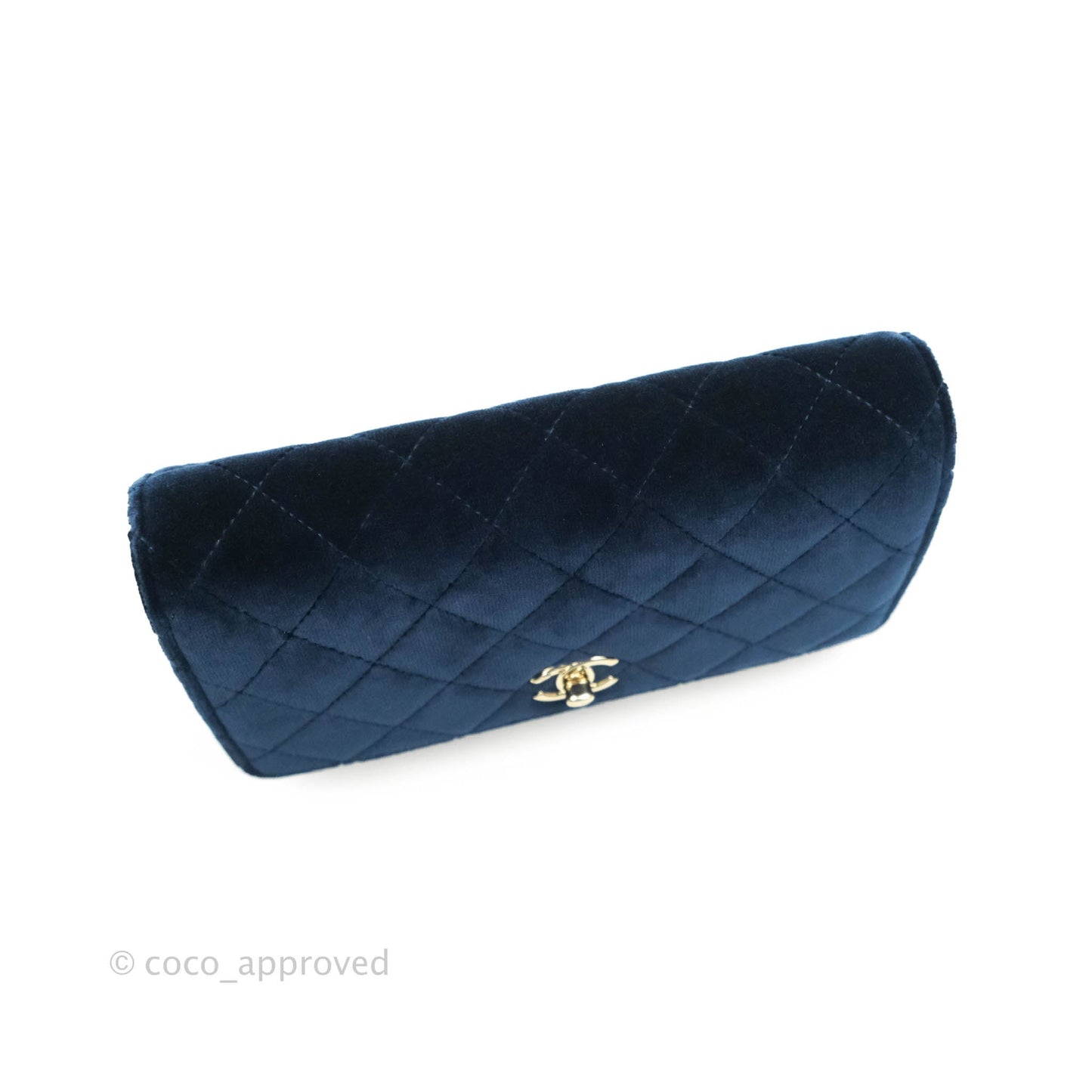 Chanel Quilted Crystal Pearl Crush Wallet on Chain WOC Navy Velvet Gold Hardware