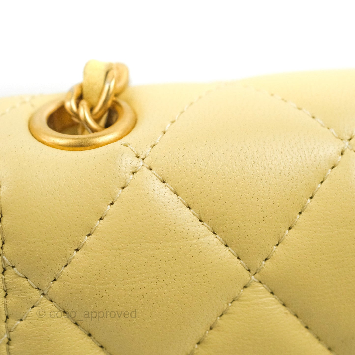 Chanel Quilted Pearl Crush Phone Holder With Chain Yellow Lambskin