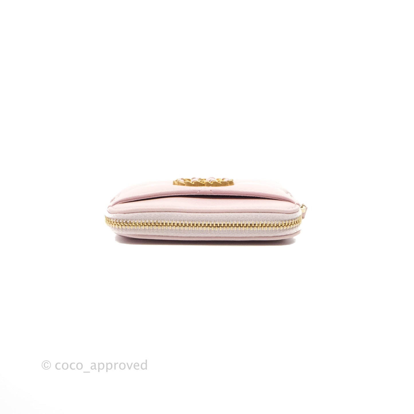 Chanel 19 Zip Card Holder Light Pink Lambskin Gold Hardware