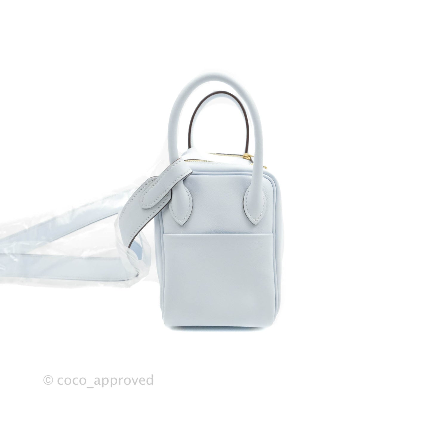 Hermès Mini Lindy 20 Blue Pale Swift Gold Hardware