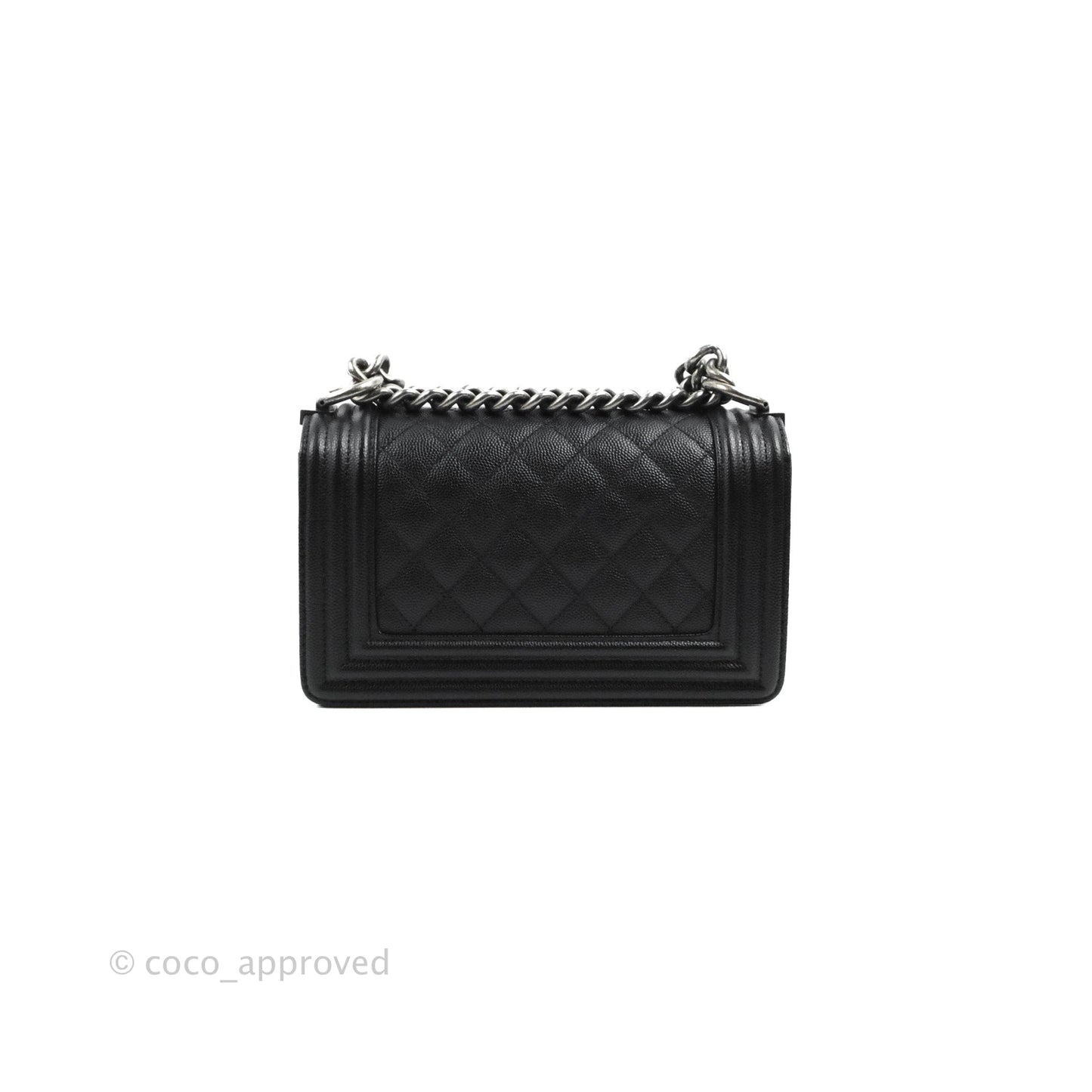 Chanel Small Boy Quilted Black Caviar Ruthenium Hardware