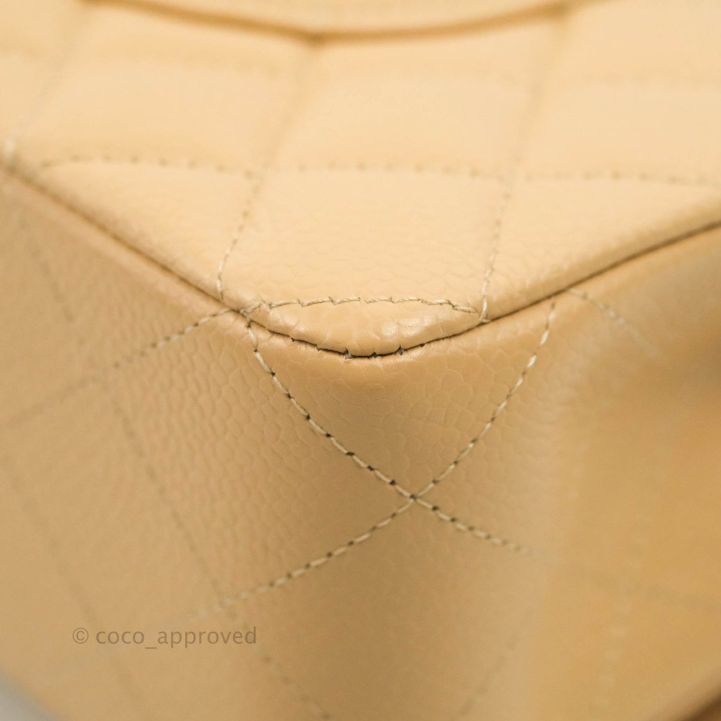 Chanel Classic M/L Medium Flap Quilted Beige Caviar Gold Hardware