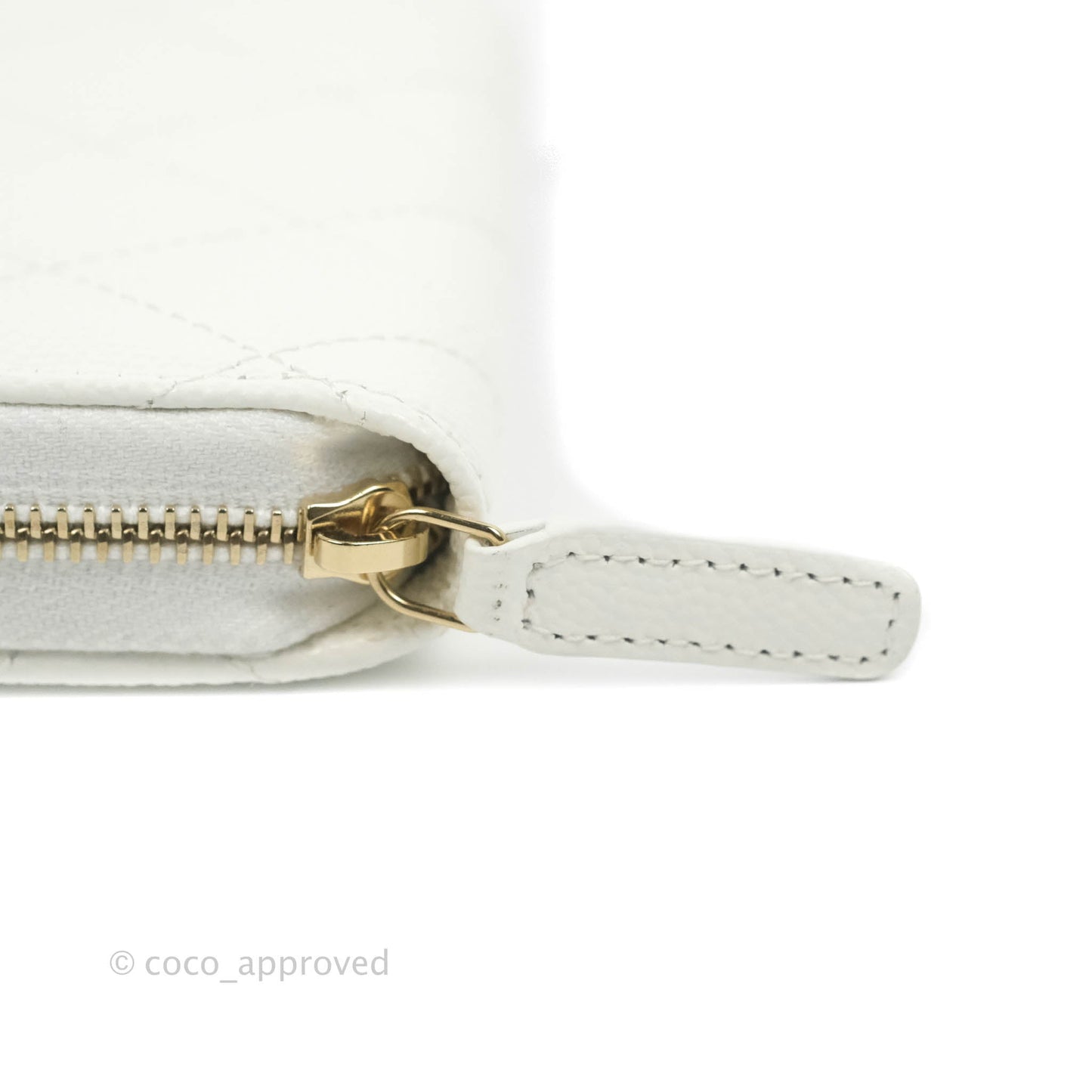 Chanel Classic Zipped Coin Purse White Caviar Gold Hardware