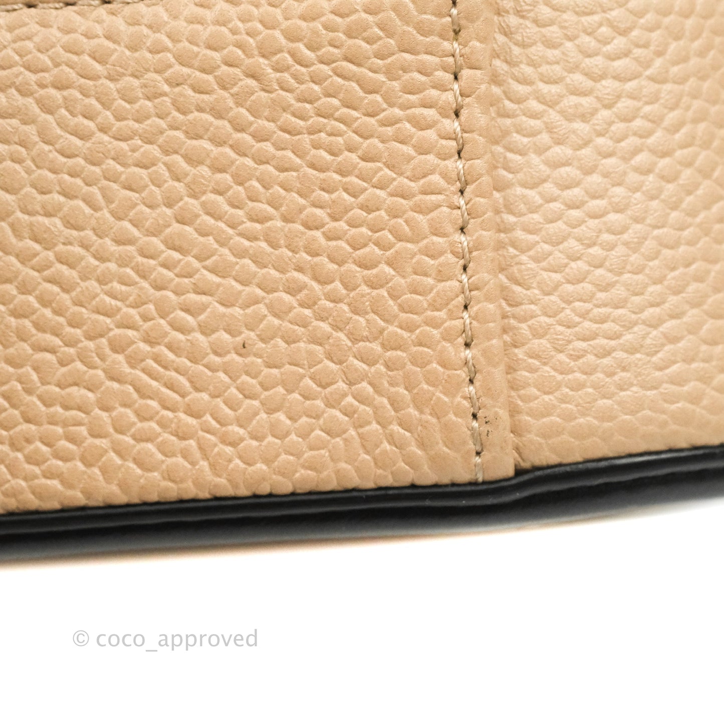 Chanel Quilted Medium CC Filigree Vanity Case Beige Caviar Aged Gold Hardware