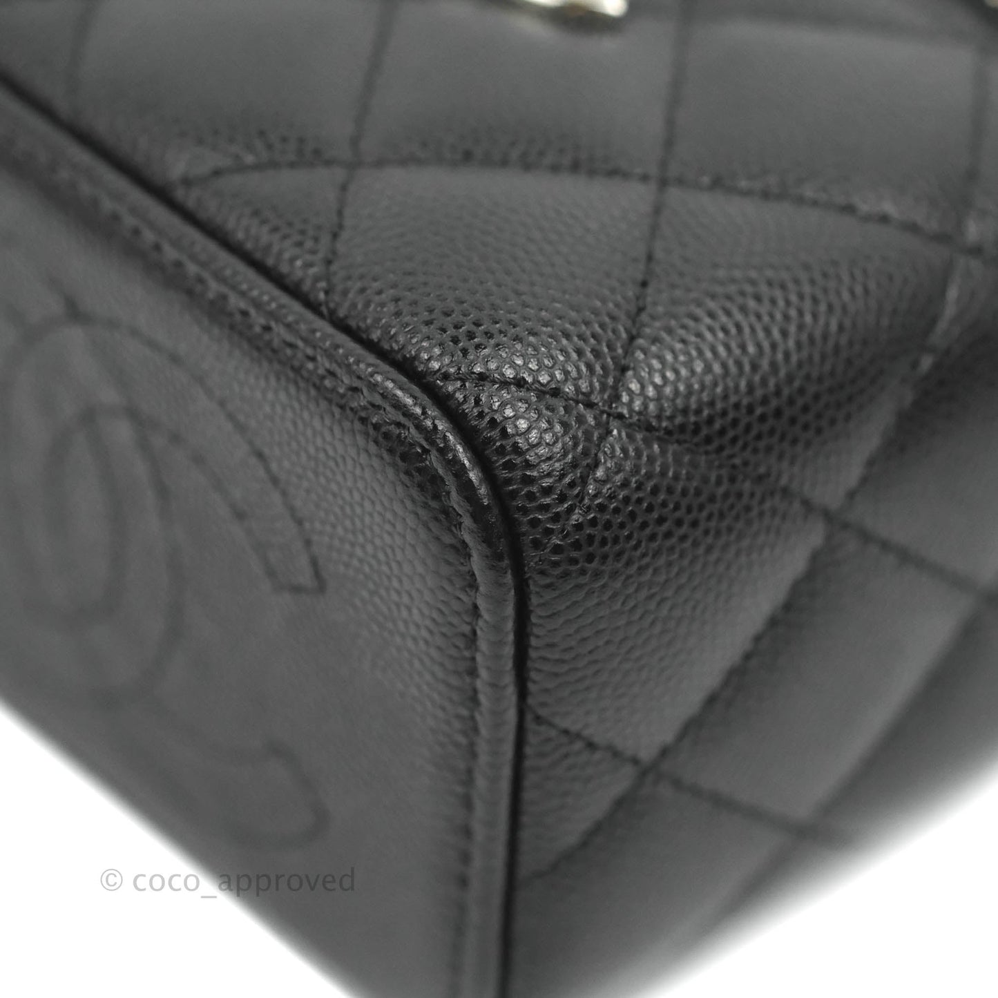 Chanel Mini Vanity With Coco Chain Black Caviar Silver Hardware