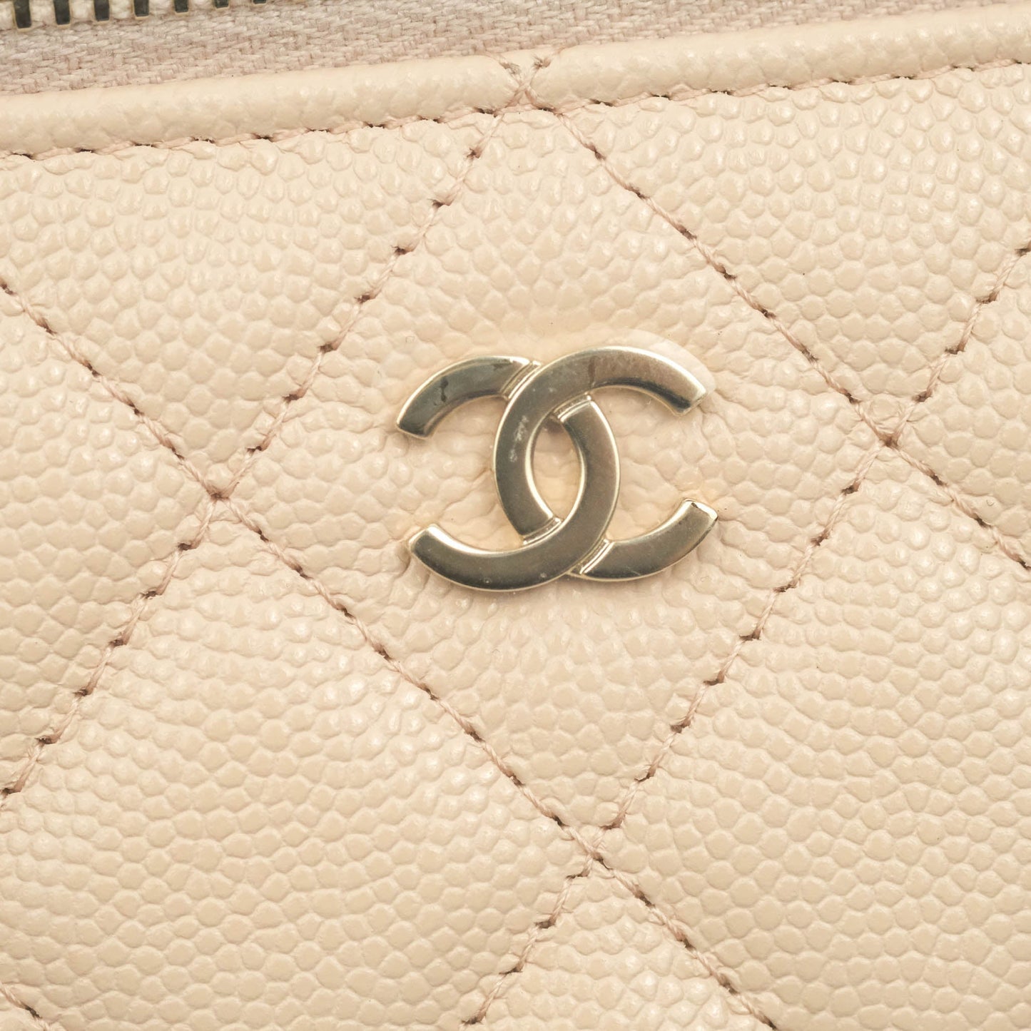 Chanel Vanity with Classic Chain Light Beige Caviar Gold Hardware 22C