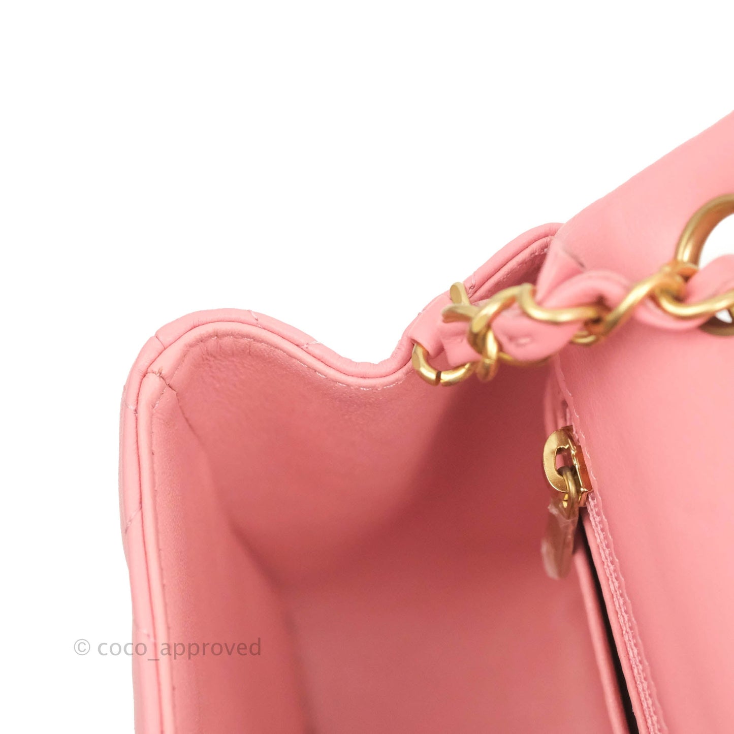 Chanel Mini Square Pink Lambskin Aged Gold Hardware