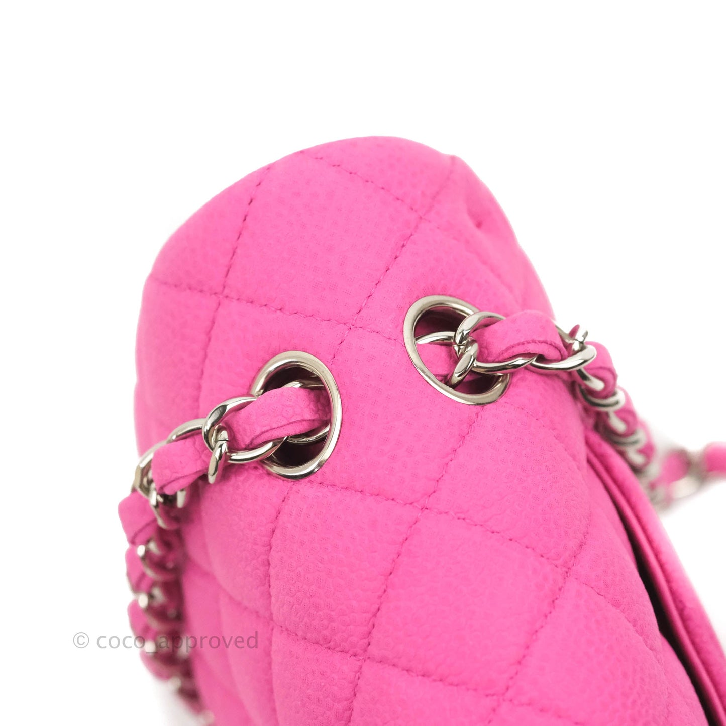 Chanel Classic M/L Medium Flap Quilted Pink Matte Caviar Silver Hardware