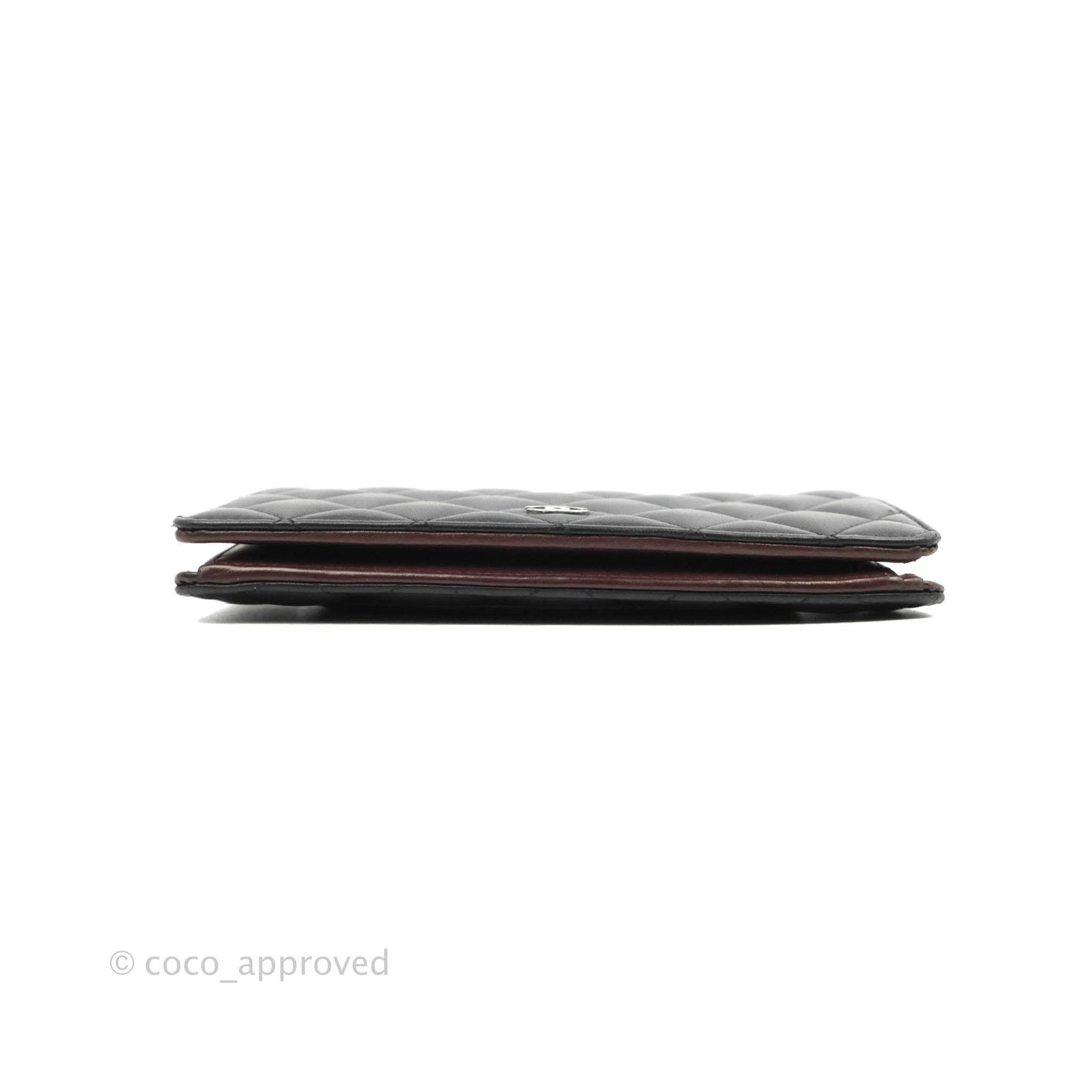 Chanel Quilted Flap Long Wallet Black Lambskin Silver Hardware