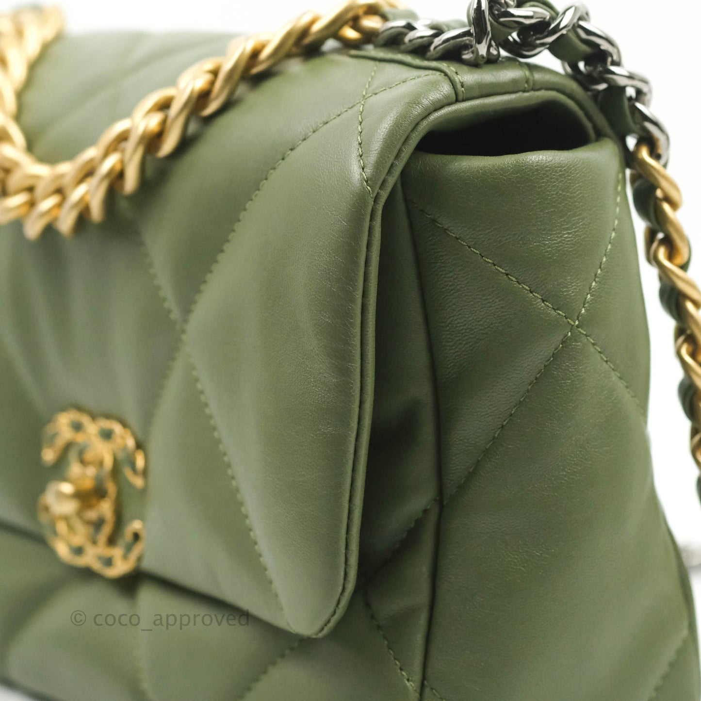 Chanel 19 Small Olive Green Mixed Hardware