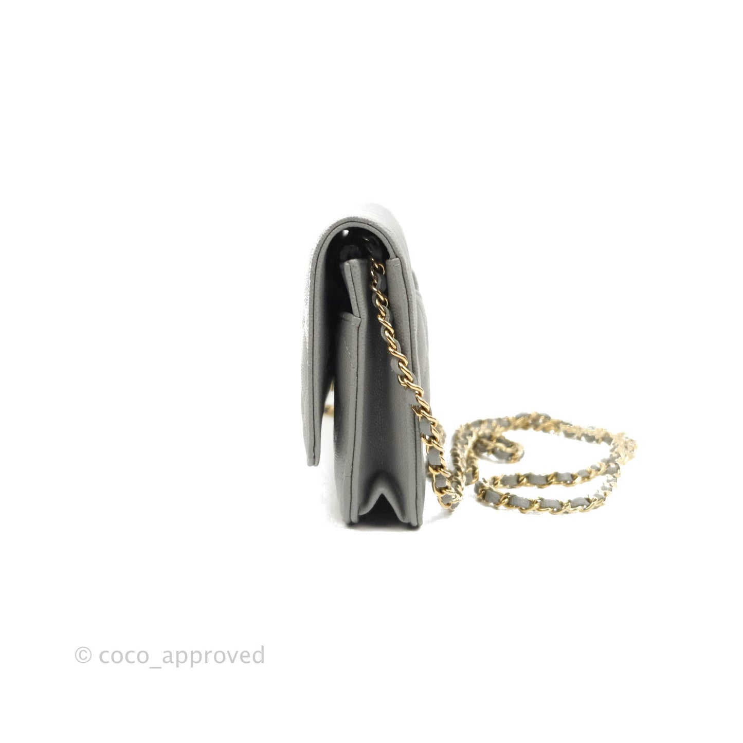 Chanel Wallet On Chain WOC Caviar Grey Gold Hardware