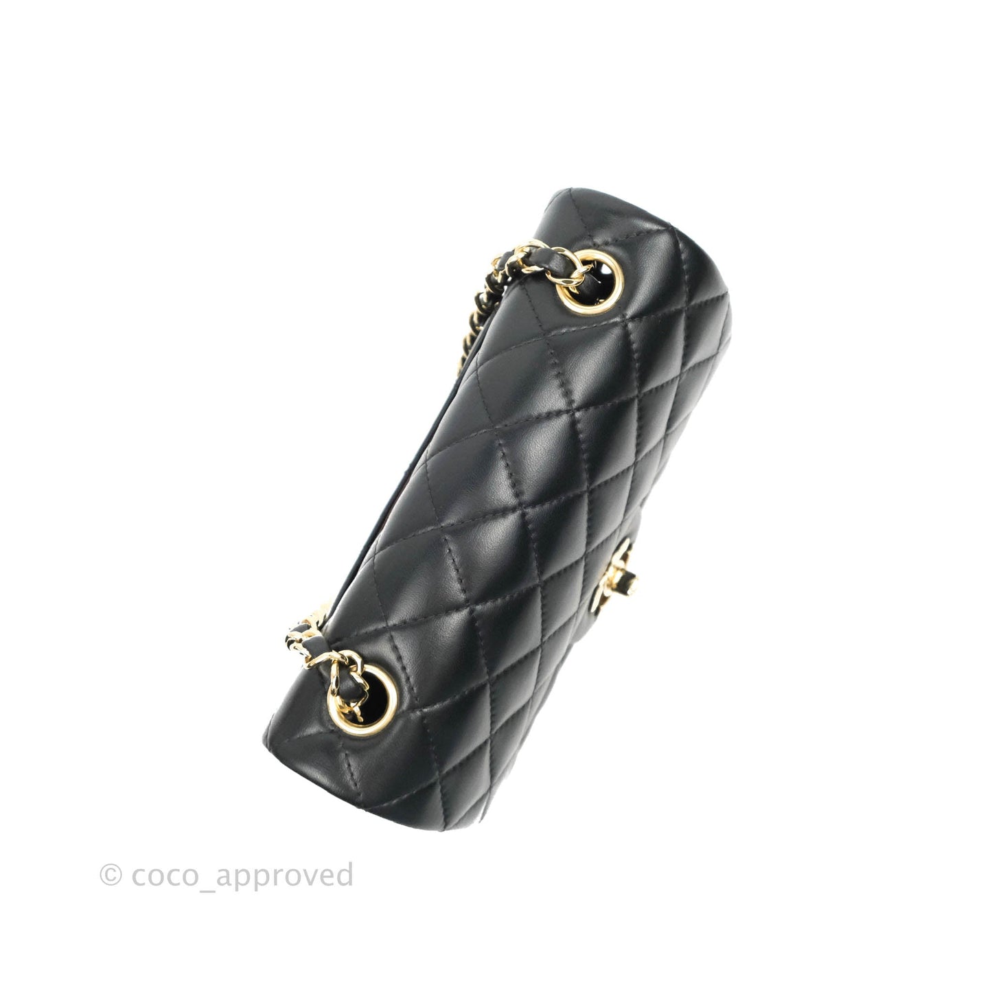 Chanel Quilted Mini Rectangular Black Lambskin Gold Hardware