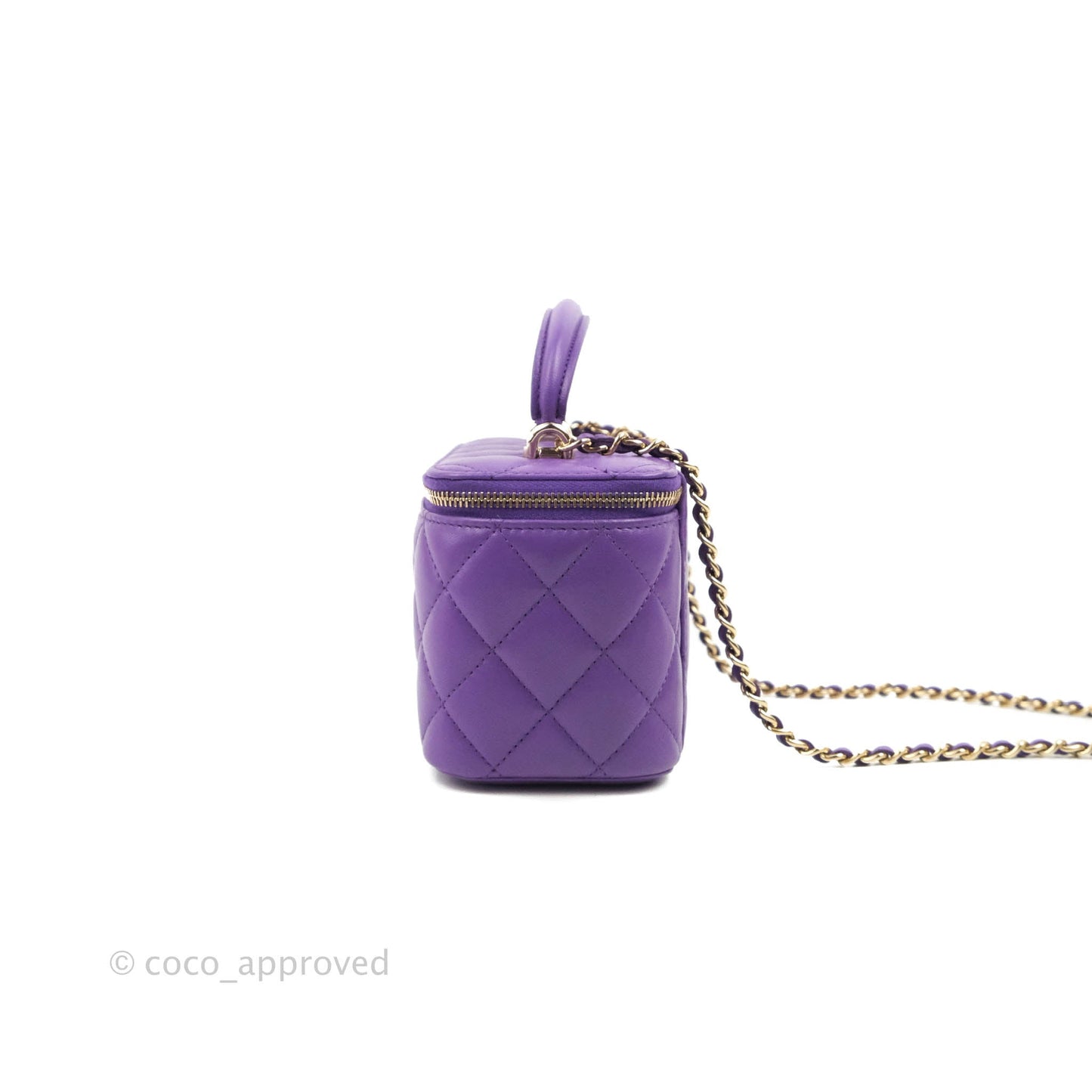 Chanel Vanity Rectangular Top Handle Purple Lambskin Gold Hardware