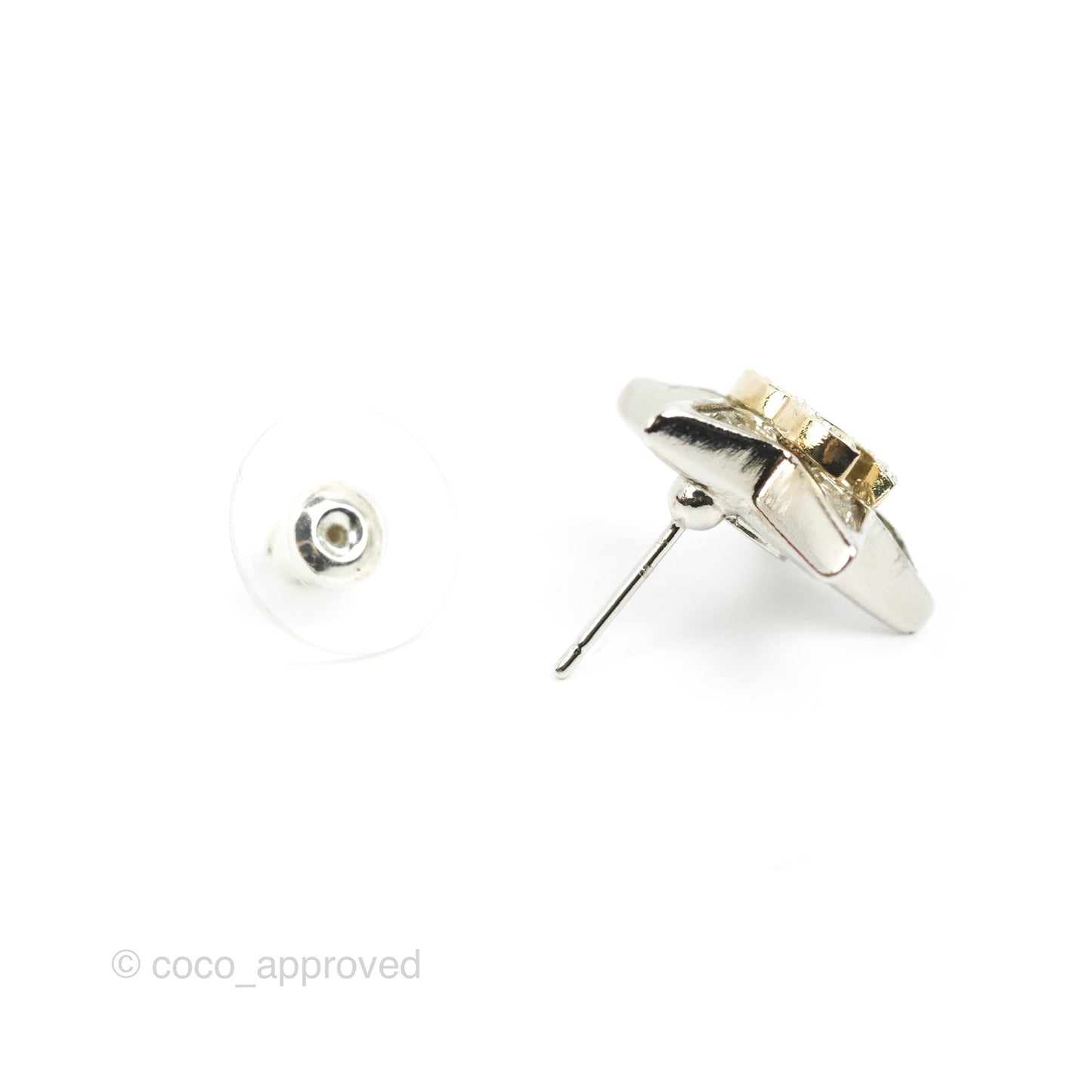 Chanel Star Crystal CC Earrings Silver Tone 23S